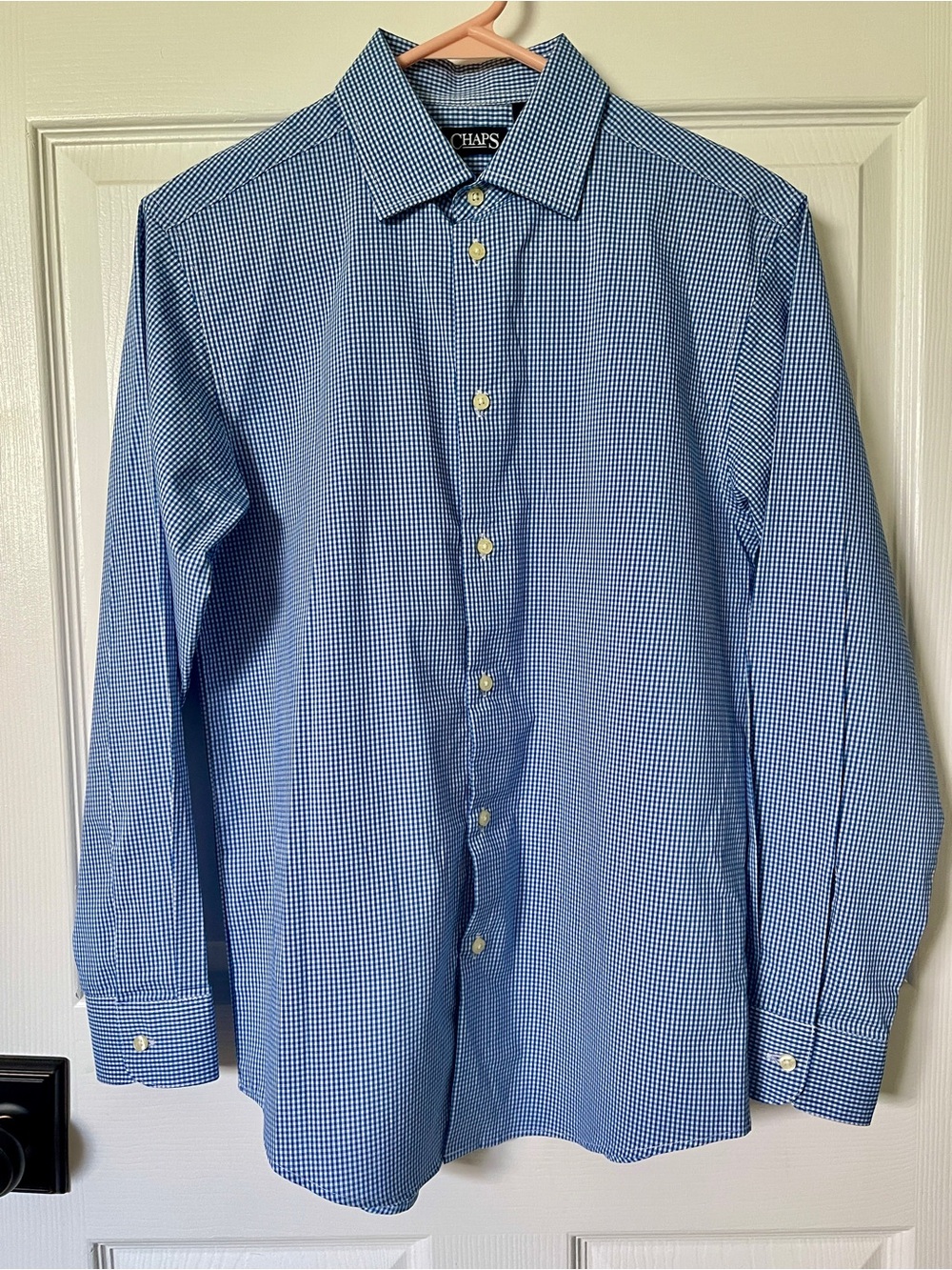 Chaps Boy’s Blue Gingham Dress Shirt